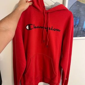COMFY red champion hoodie! In great condition!